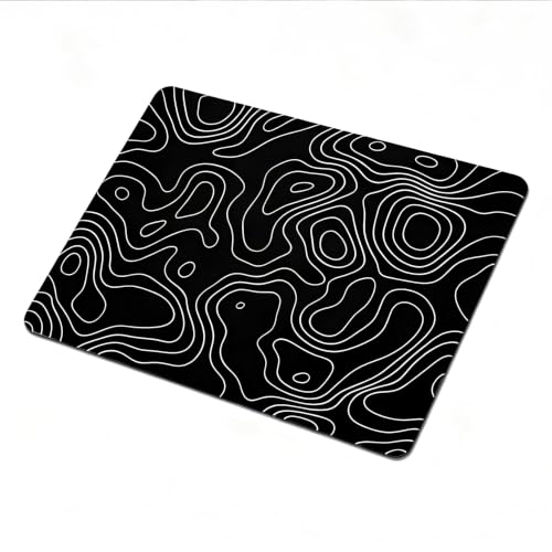 Hard Gaming Black Glass Mouse Pad with White Topographic Design, Large 410mm*310mm Mouse Mat, Unique Professional Glass Surface for Enhanced Precision and Speed - color: Black(Topographic)
