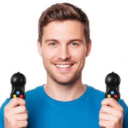 Skylety 2 Pcs Fidget Toys for Adults Controller Fidget Pad Stress Relief Cube Clicker Game Controller Sensory Educational Toy for ADHD Autism Relief Stress Anxiety(Black Style) - style: Black Style