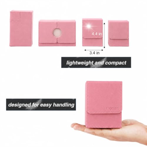 Venssu MTG Deck Box with Commander Display Window (Pink&Pink) | Holds 120 Single-Sleeved/ 100 double-sleeved cards, Fit MTG/PTCG/OPTCG Cards, Strong Magnetic Closure, Sturdy PU Leather - color: Pink&Pink