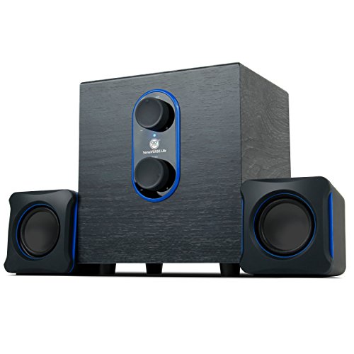 GOgroove SonaVERSE LBr 2.1 Computer Speakers with Subwoofer - USB Powered PC Speaker System with 3.5mm AUX Audio Input, Bass/Volume Control Knobs, 11W RMS - Compact Size for Desktop, Laptop, Desks