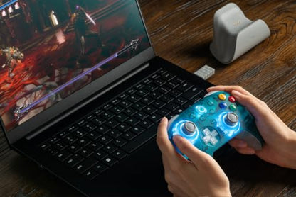 8BitDo Ultimate 2 Wireless Controller for Windows PC, Apple, Steam & Android, Gaming Controller with TMR Joysticks, Hall/Tactile Triggers, Motion Control, RGB Fire Ring, 1000Hz Polling Rate, Clear Blue - color: Clear Blue