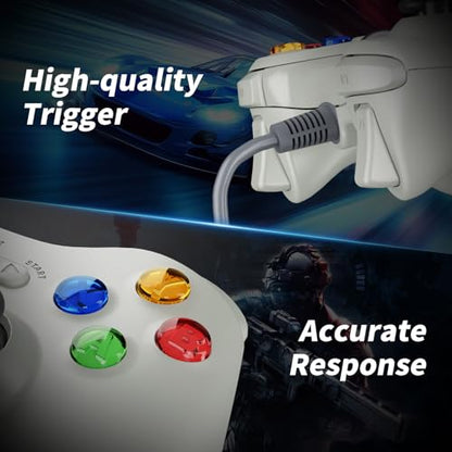 Zamia 2 Pack Wired Controller for Xbox 360, Compatible with xbox 360/PC Windows 10/8/7, with Upgraded Joystick, Double Vibration, 2.5mm headphone Jack