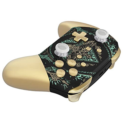 eXtremeRate Glow in Dark - Totem of Kingdom Black Faceplate Backplate Handles for Nintendo Switch Pro Controller, Replacement Grip Housing Shell Cover and Buttons for Switch Pro Controller - color: Glow in Dark - Totem of Kingdom Black