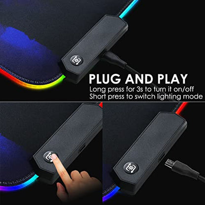 RGB Gaming Mouse pad LED Mouse mat Animated Mousepad Large Mice Pads with Waterproof Surface and Anti-Slip Base -10 Colors Modes with XL size-31.5x11.8x0.16 inches (8030 Dancer)