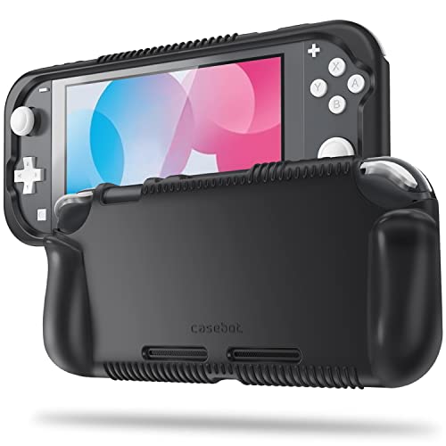 FINTIE Soft Silicone Protective Case for Nintendo Switch Lite 2019 | Ergonomic Grip, Anti-Slip, Shock-Absorption & Anti-Scratch, Lightweight Grip Case Cover, Black - color: Black