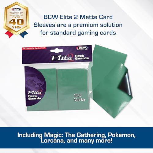 BCW Elite2 Matte Card Sleeves – Seafoam | Anti-Glare Front | Textured Back | Fits Standard 2.5" x 3.5" Cards - 100 Pack - color: Seafoam