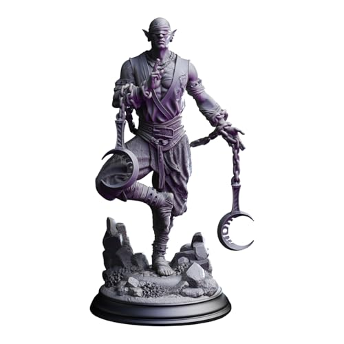 Unpainted DND Uxas the Reborn - Drow Lunar Monk Miniature Figurine, Tabletop Gaming Collectible, Fantasy World, Ideal Gift for Dungeon Masters and Collectors - Designed by DM Stash