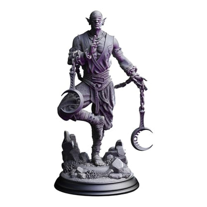 Unpainted DND Uxas the Reborn - Drow Lunar Monk Miniature Figurine, Tabletop Gaming Collectible, Fantasy World, Ideal Gift for Dungeon Masters and Collectors - Designed by DM Stash