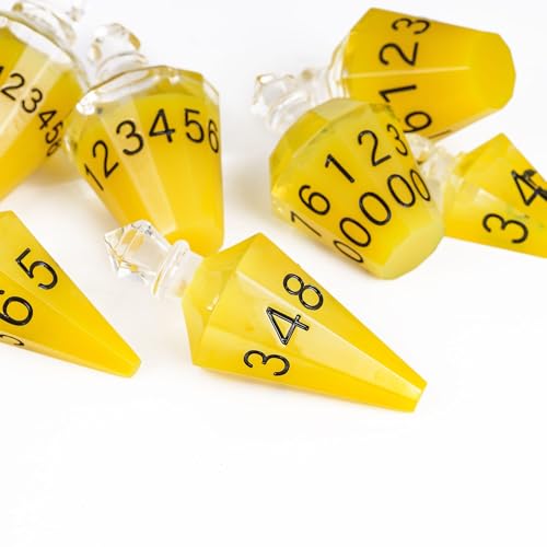 7PCS Potion DND Dice Set,Transparent Sharp Edge Dice Set D&D RPG Polyhedral Die,for Dungeons & Dragons, Pathfinder, and TTRPG Roleplaying Games.(Yellow) - color: Yellow