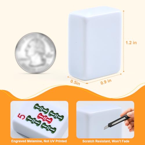 Premium American Mahjong Set, 166 Scratch-Resistant Melamine Tiles with 4 All-in-One Racks & Pushers, Thick Numbered Scoring Chips, Jungle Canvas Tote Bag for Easy Storage, Travel & Gifting (Beginner)
