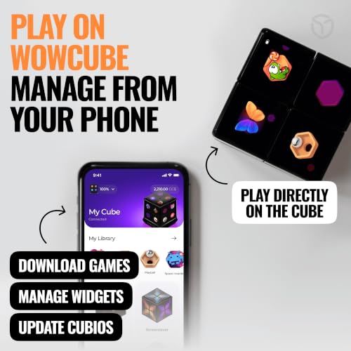 Rubik's WOWCUBE - Handheld Game Console, 100+ Games and Apps for Teens and Adults (Ages 13+) - STEM Certified Entertainment System - 24 Screens Interactive Gaming Cube