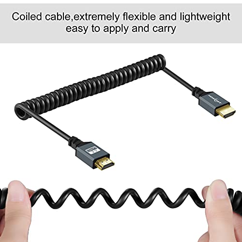 Twozoh HDMI to HDMI Coiled Cable, Support 3D,4K UHD, 1080p, HDMI 2.0a 2.0b 2.0 1.4a (Extend up to 1.5M/5FT) - color: COILED 1-Pack, size: 5Ft