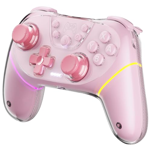 Wireless Controllers for Switch,Controller for Nintendo Switch/Lite/OLED | for Switch 2/Windows PC/Tesla with Programmable/Vibration/Dual Turbo Funtion,Controller for Switch Pro Gamepad (Switch pink)