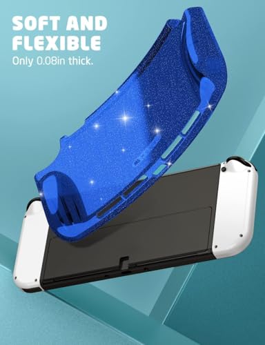 Mumba Case for Nintendo Switch OLED 2021 [Thunderbolt Series] Clear Protection with Ergonomic TPU Handle Compatible with New Switch OLED 7 inch Console and Joy-Con (Blue) - color: Blue