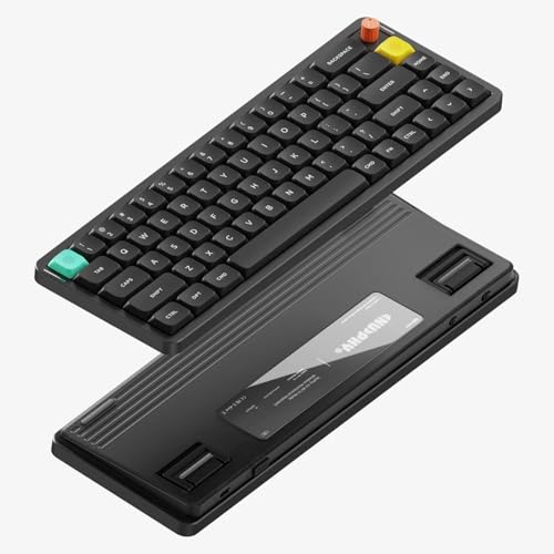nuphy Air65 V3 Hot Swappable Wireless Mechanical Keyboard, 68 Keys 65% Layout Custom Low Profile Keyboard with Multifunctional knob,Gasket Mounted,RGB Backlit,Support Bluetooth/2.4GHz/USB-C - color: Black, size: Red nano Switch