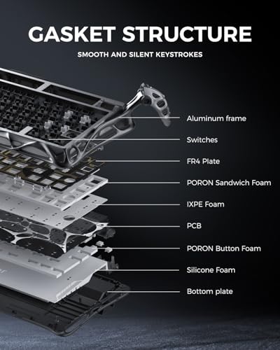 GravaStar Mercury K1 Pro Wireless Mechanical Gaming Keyboard, 75% Layout RGB Custom Keyboard, Hot-Swappable Linear Switches; Aluminum Alloy【Interstellar Silver】 - color: Interstellar Silver