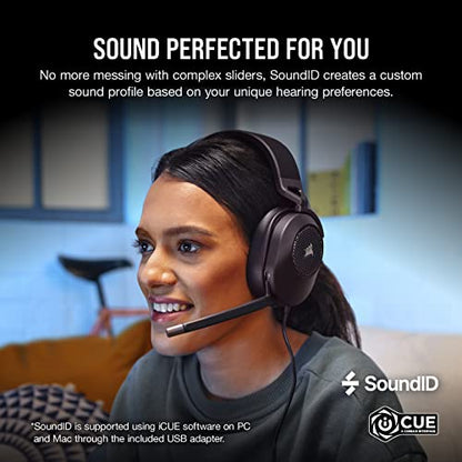 Corsair HS65 Surround Multiplatform Wired Gaming Headset – Dolby Atmos – SonarWorks SoundID – iCUE Compatible – PC, Mac, PS5, PS4, Xbox, Nintendo Switch, Mobile – Carbon