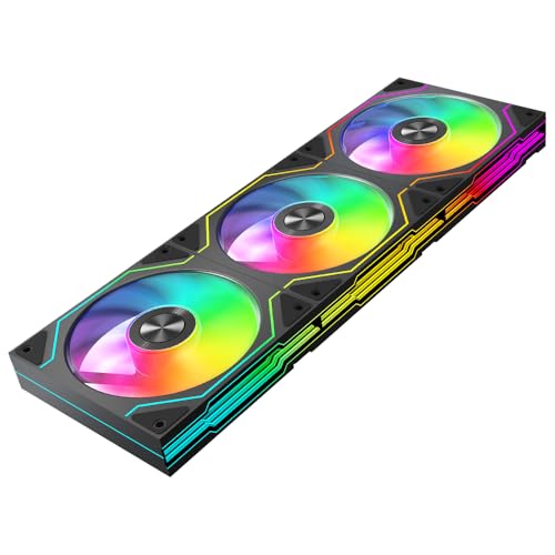 Star Trall ARGB Computer Reverse Blade Case Fan,Double Sided Infinity Mirror Design Cooling Fan, 120mm CPU Case Fan PWM 800~1850RPM 58.36CFM HDB PC Case Fans(Black Reverse-3Pack) - color: Black, size: Star Trall_Reverse_3Pack