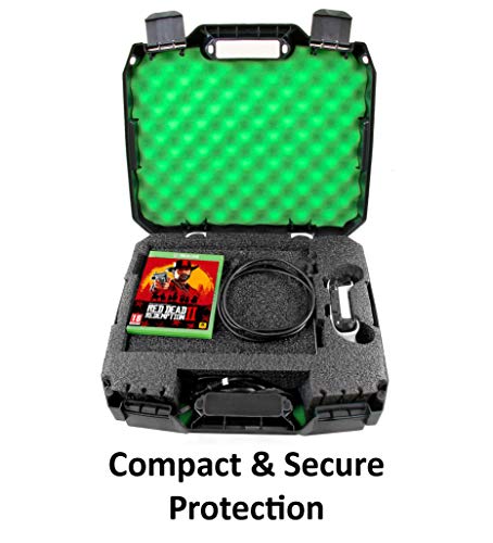 CASEMATIX Travel Case Compatible with Xbox One S - Hard Shell Xbox One S Carrying Case with Protective Foam Compartments for Console, Controller, Power Adapter, Games and More Accessories