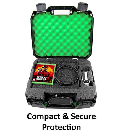 CASEMATIX Travel Case Compatible with Xbox One S - Hard Shell Xbox One S Carrying Case with Protective Foam Compartments for Console, Controller, Power Adapter, Games and More Accessories