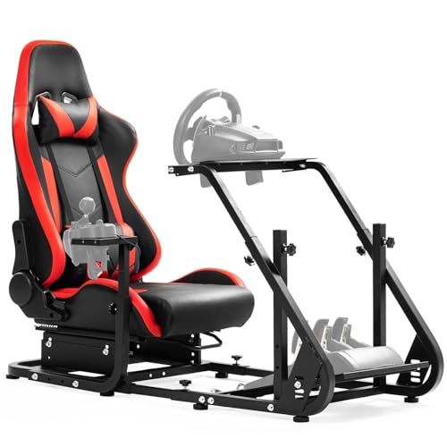 Dardoo G920 Racing Simulator Cockpit with Red Seat for Direct Drive steels | Fit for Logitech G923 G29, for Thrustmaster T150 T300 T248,Sim Racing Cockpit Not Included Wheel Pedals