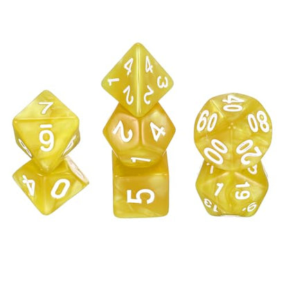 uxcell Polyhedral Dice Set, 7 Pcs Acrylic Dice for Role Playing Table Games Tabletop Gaming Accessories, Pearl Pattern Golden Yellow - color: Pearl Pattern Golden Yellow