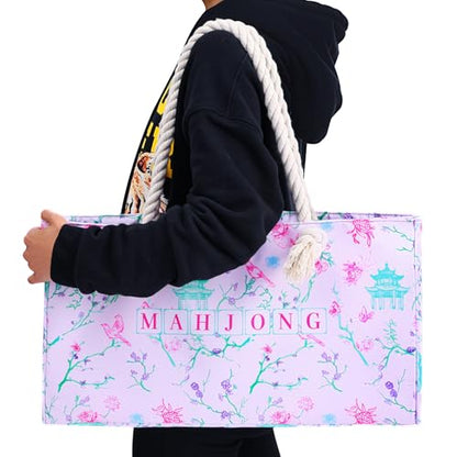 TIASUSAN American Mahjong Tile Set, 166 Pink Tiles, Bag and Mahjong Accessories, 4 All-in-One Rack/Pushers, Mahjong Set Complete - color: Pink