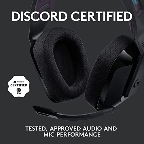 Logitech G535 Lightspeed Wireless Gaming Headset - Black | Lightweight, on-ear design, flip-to-mute microphone, USB rechargeable battery - color: Black, style: Wireless