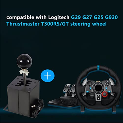 Htostar Racing PC USB Simulator Racing Shifter Compatible with G29 G27 G25 G920 T300RS/GT Steering Wheel Sequential H Gear Shifter Compatible with ATS ETS Dust WRC Sim Racing Games 6+R Black