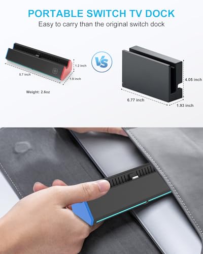 iPLYGAM Switch1 TV Dock with 1000Mbps Ethernet LAN Port/4K HDMI Port, Portable Switch Docking Station for Nintendo Switch/Switch OLED, Replacement Official Switch Dock Base Stand (NO Cable Included) - size: for Switch/OLED(LAN)