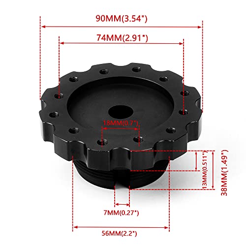 RASTP Aluminum Steering Wheel Hub Adapter, Sim Racing Gaming Steering Wheel Adapter for PXN V10 (Black)