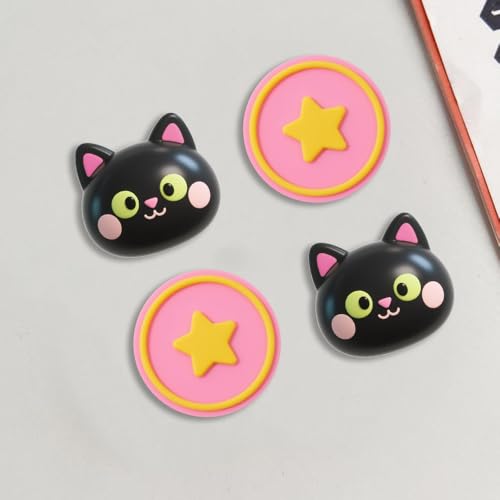 PERFECTSIGHT 4 PCS Cute Thumb Grip Caps for PS5/PS4/Xbox One (Series X, S)/NS Switch Pro Controller, Magic Moon Analog Stick Grips Thumbsticks, Kawaii Silicone Joystick Button Covers (Luna) - color: Black Luna