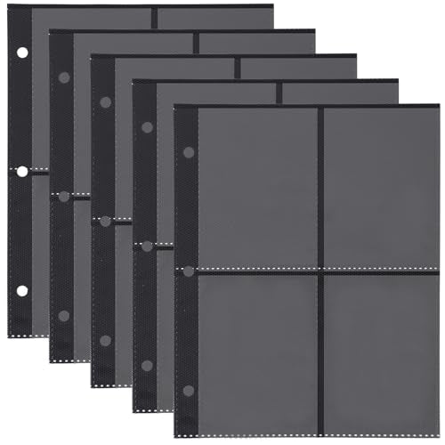 25 Pack 200 Pockets Card Sheets for Binder, PVC Binder Card Sleeves Black Background Trading Card Binder Sleeves Baseball Cards Protectors for Game Cards Photocard