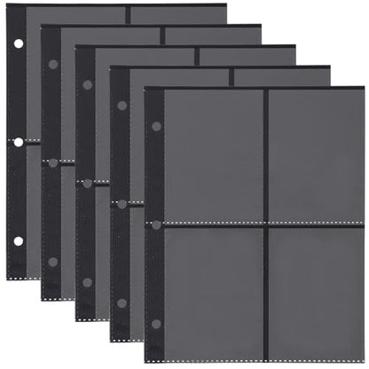 25 Pack 200 Pockets Card Sheets for Binder, PVC Binder Card Sleeves Black Background Trading Card Binder Sleeves Baseball Cards Protectors for Game Cards Photocard