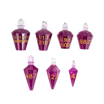 7PCS Potion DND Dice Set,Transparent Sharp Edge Die Set D&D RPG Polyhedral Dice,for Dungeons and Dragons TTRPG Games Roleplaying Games.(Deep Purple) - color: Deep Purple