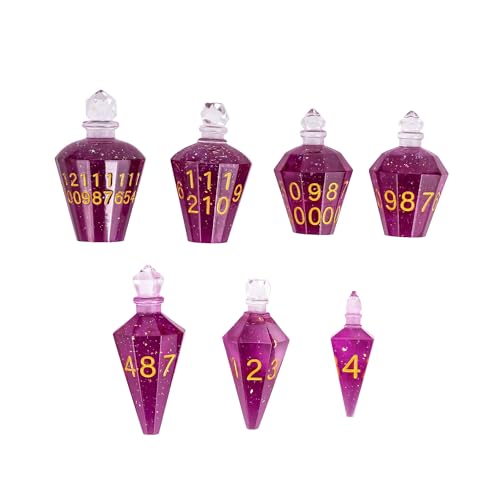 7PCS Potion DND Dice Set,Transparent Sharp Edge Die Set D&D RPG Polyhedral Dice,for Dungeons and Dragons TTRPG Games Roleplaying Games.(Deep Purple) - color: Deep Purple