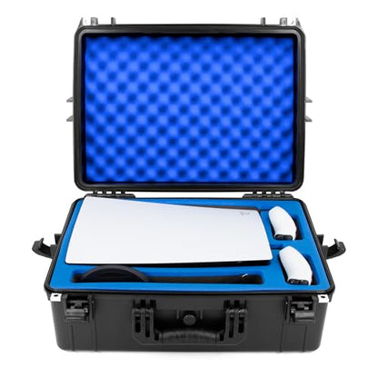 CASEMATIX Hard Shell Travel Case Compatible with PlayStation 5 Console, Controllers, Games and Accessories - Waterproof PS5 Carrying Case with Customized Foam for Both Standard and Digital Editions - style: Original Ps5 (2020)