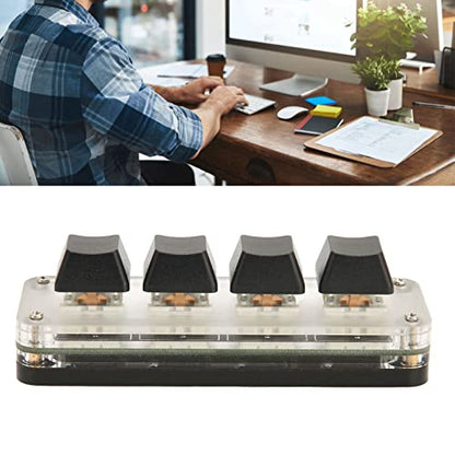 4 Keys Mini Keypad One Handed Mechanical Gaming Keyboard, Multifunctional Shortcut DIY Programmable Macro Keyboard, RGB Backlight, Plug and Play, OSU Gaming Keyboard for Office, Game, Music, etc.