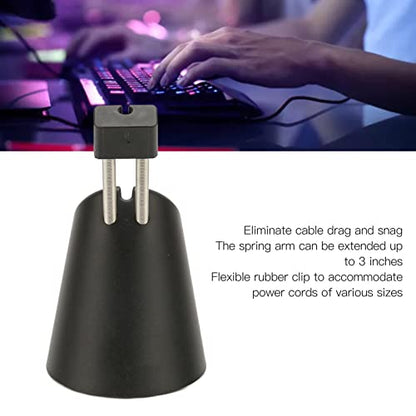 Mouse Cable Management Clip, Spring Arm Extends Up to 3 Inches, Flexible Rubber Clip Accommodates Various Sizes of Power Cords, with Non Slip Base Suitable for Professional e Sports Select(Black)