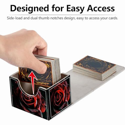 Strong Magnet Card Case Deck Box Mtg Card Box Playing Card Box Magic Deck Box Tcg Up to 200 Cards Creative Pattern Trading Card Storage Box for Collectible Card Games, Black And Red Roses - color: Black And Red Roses