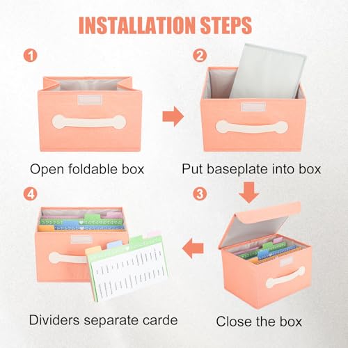 Collapsible Greeting Card Storage Box with 16 Dividers, Ideal for Cards, Recipes, Photos, Envelopes - Pink, 84 Labels - color: Pink