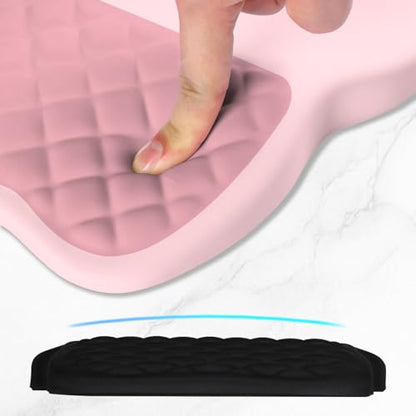 ITNRSIIET Ergonomic Mouse Pad Wrist Support with Memory Foam Massage Bulge & Non-Slip PU Base, Carpal Tunnel Pain Relief, Prevent Wrist Sweating, 12 x 8 x 1.2 inch, Pink Accent - color: Pink Accent