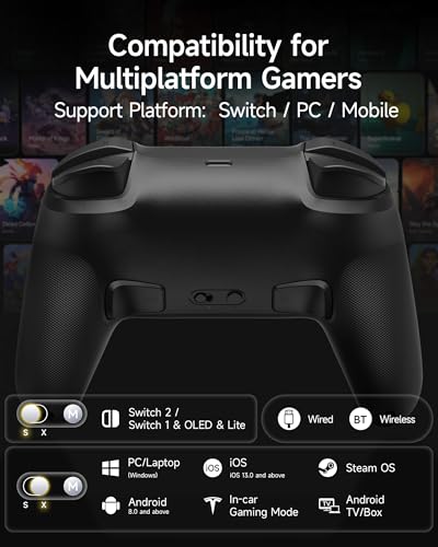 EasySMX S10 Lite Switch 2 Controller, Wireless Controller with One-Key Wake-Up, C Button, Turbo, 9-Axis Motion, Hall Effect Joysticks, 2 Back Buttons, HD Rumble, for Switch 2/Switch/PC/iOS/Android - color: black and yellow color-block