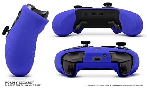 Elite Series 2 Studded Grip Skin for Xbox One Elite Series 2 Controller (NOT for Series X/S/Elite 1) by Foamy Lizard - Sweat Free Silicone w/Flat Top Anti-Slip Studs + 8 QSX-Elite Thumb Grips (Blue) - color: Blue