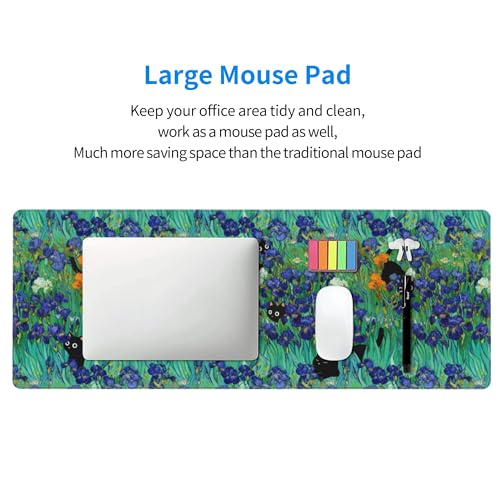 Black Cat Gaming Mouse Pad Extended Large Mouse Mat 31.5 X 11.8 Inch Nonslip Rubber Base Long Desk Pad Stitched Edges Mousepad Mice Pad for Office Home Game - color: Black Cat