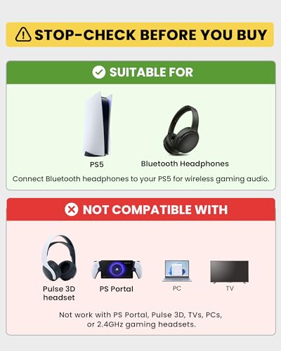 Avantree C81-Gaming - USB-C Bluetooth 5.3 Audio Adapter Dongle for PS5 | Qualcomm Chip, aptX Adaptive & HD, Premium Sound, Works with AirPods, Bose Headphones & More - style: For Gaming