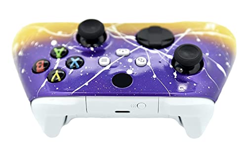 Hand Airbrushed Fade Custom Controller Compatible with Xbox Series X/S & Xbox One (Series X/S Purple & Yellow White Drip) - color: Series X/S Purple & Yellow White Drip