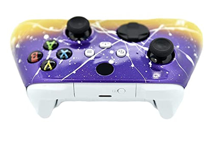Hand Airbrushed Fade Custom Controller Compatible with Xbox Series X/S & Xbox One (Series X/S Purple & Yellow White Drip) - color: Series X/S Purple & Yellow White Drip