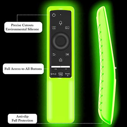 Case Compatible with Samsung Smart TV Remote Controller BN59 Series, Light Weight Silicone Cover Protector Shockproof Anti-Slip Remote Skin Sleeve - Green Glow in The Dark - color: Glow Green