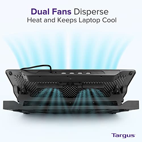Targus Laptop Cooling Pad for Laptops up to 17-inches, Dual High-Speed Fans Chill Mat + 4-Port USB Hub Laptop Fan Cooling Pad for Work, USB Stand Cooling Pad for Gaming Laptop Cooling Fan (AWE81US) - size: Model AWE81US - Cooling Pad